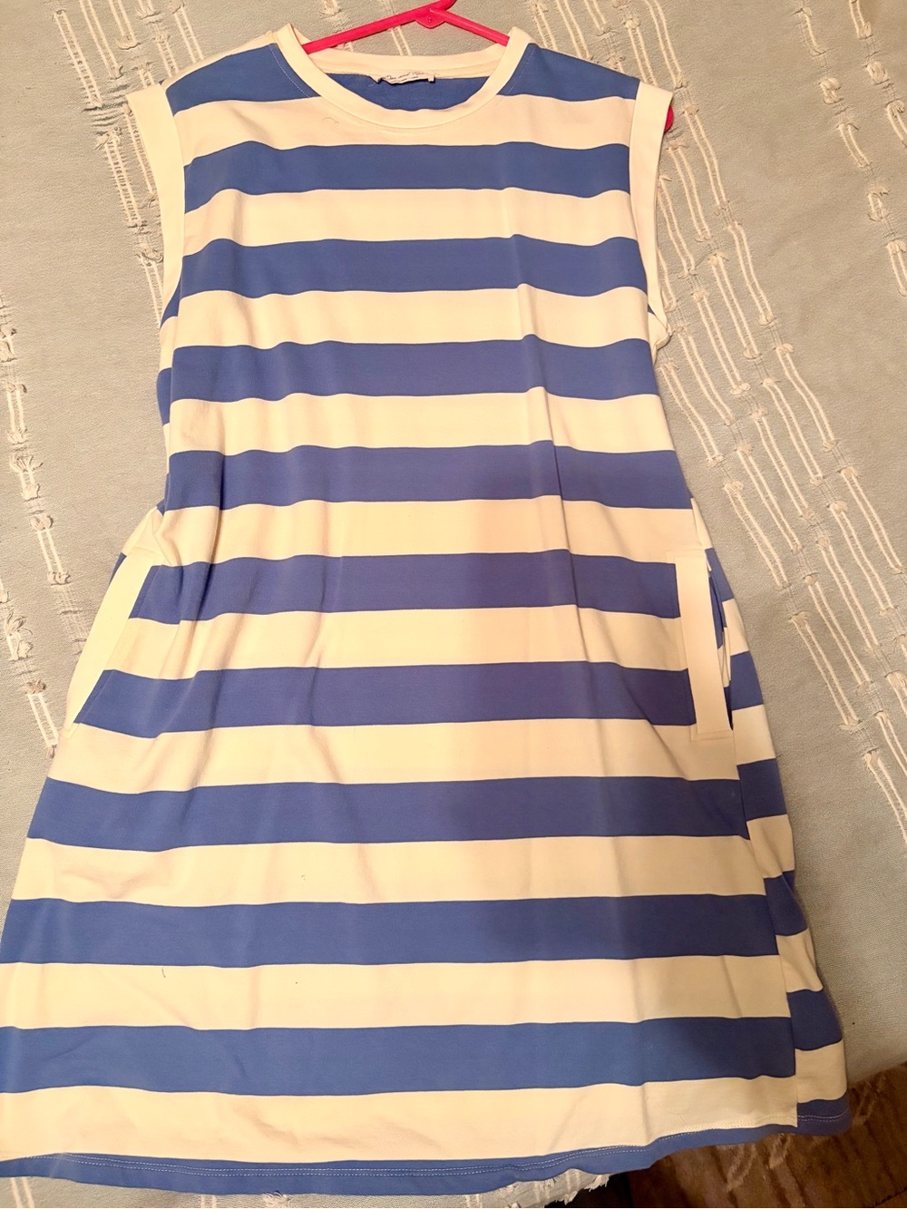 Doe & Rae Blue and White Striped Casual Womens' Dress